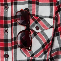 Apparel & More-Bell Helmets Women's Bell + Dixxon Long Sleeve Flannel Shirt White/Red/Black